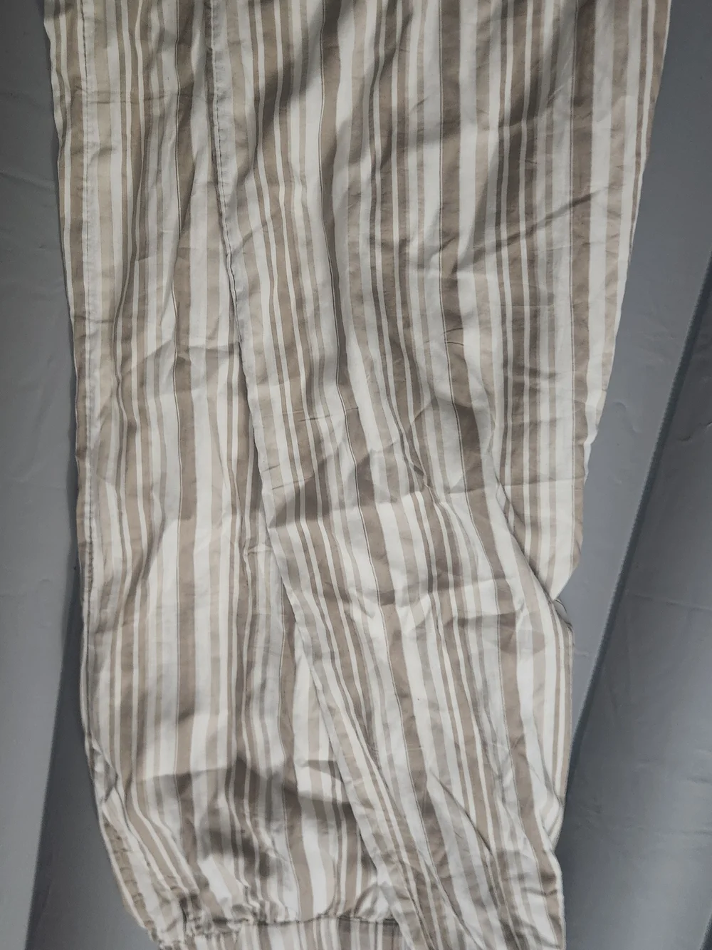 Coastal Striped Wide Leg Pants Light Beige 100% Cotton Plus Size 02X
